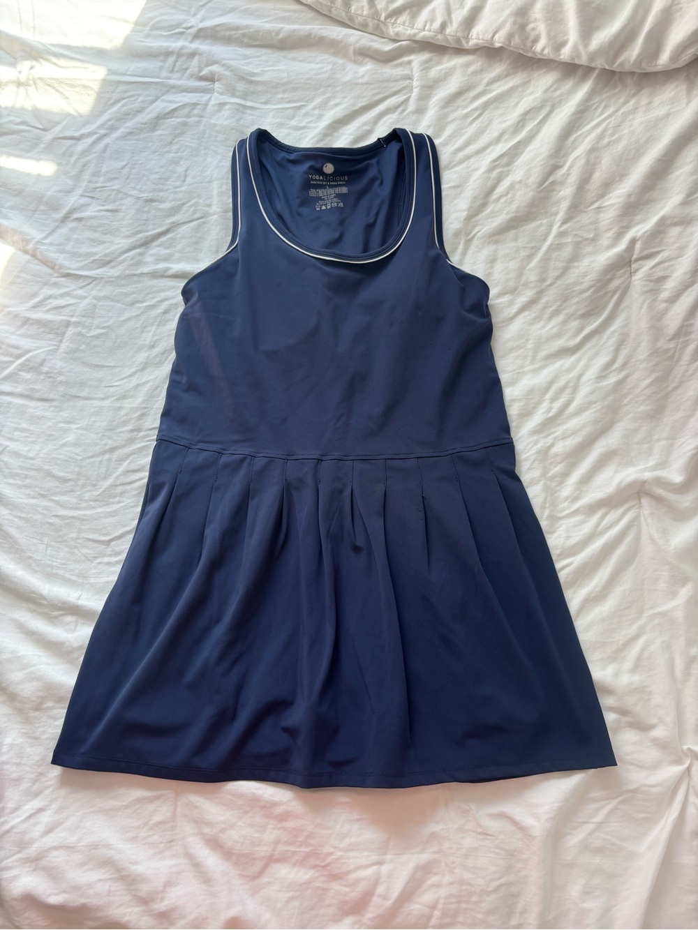 Yogalicious Navy Tank Dress with White Piping